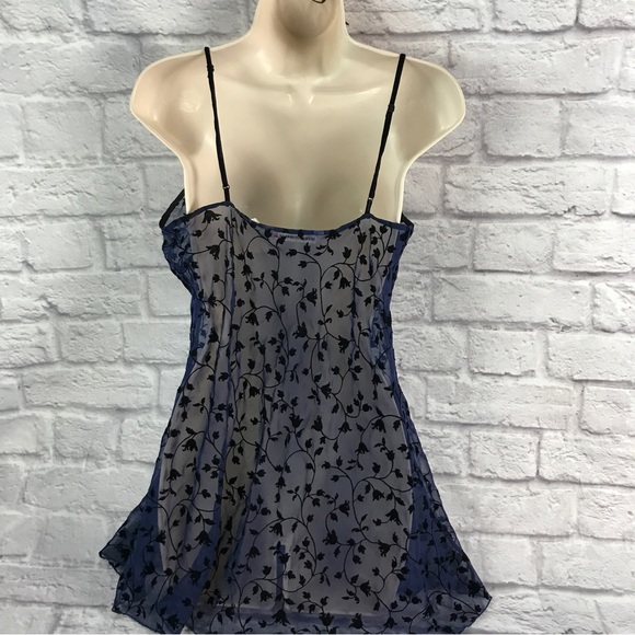 Vintage RARE Velvet‎ Burnout Victoria’s Secret Milkmaid Slip dress Sapphire Blue - Picture 9 of 9